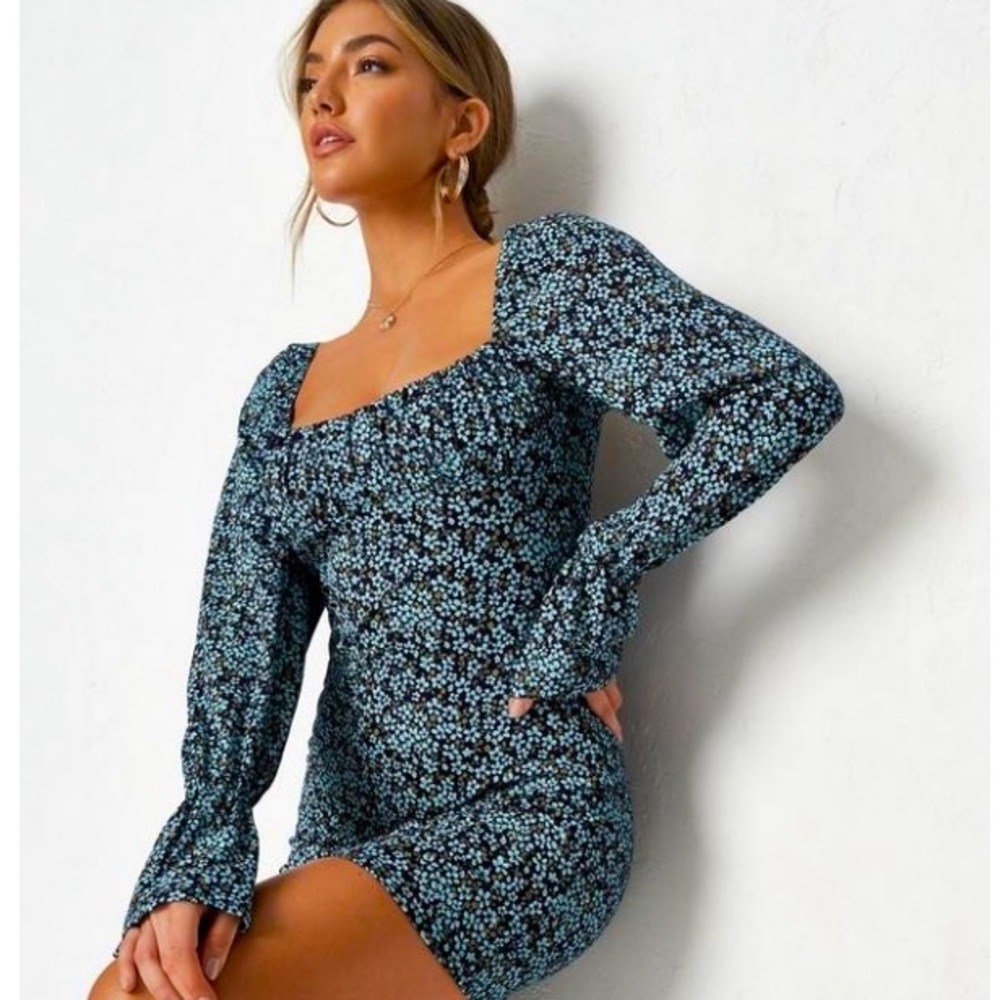Missguided Balloon Sleeve Floral mini dress